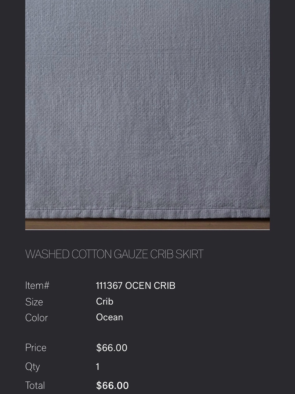 Restoration Hardware Baby- Washed Cotton Gauze Crib Skirt - Ocean RH BABY